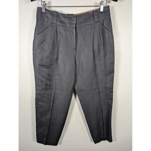Ted Baker Pants Womens 3 US 8 Gray Linen Pleated Ankle Tapered Dress Trousers